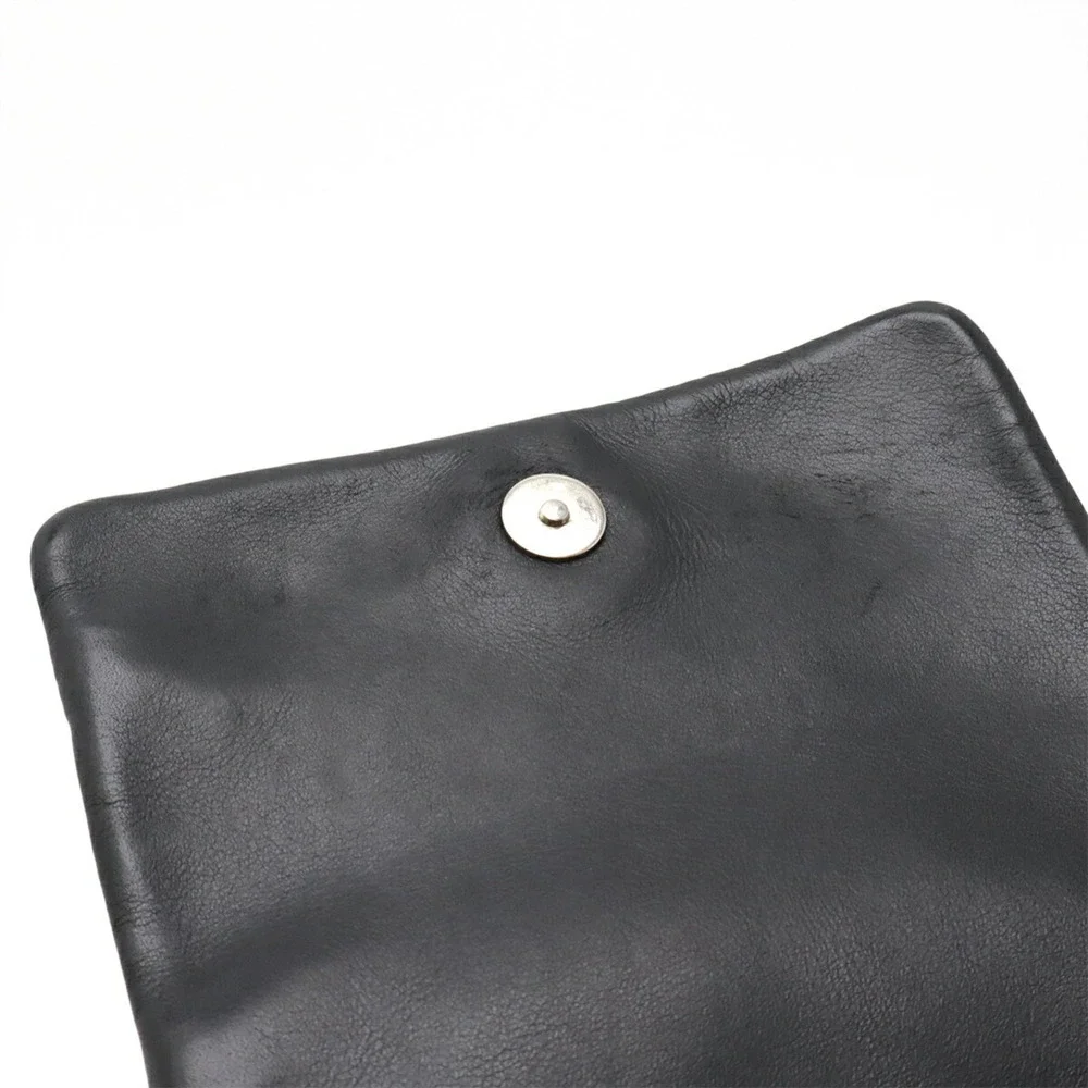 CHANEL Black Leather Logo Pochette Shoulder Bag